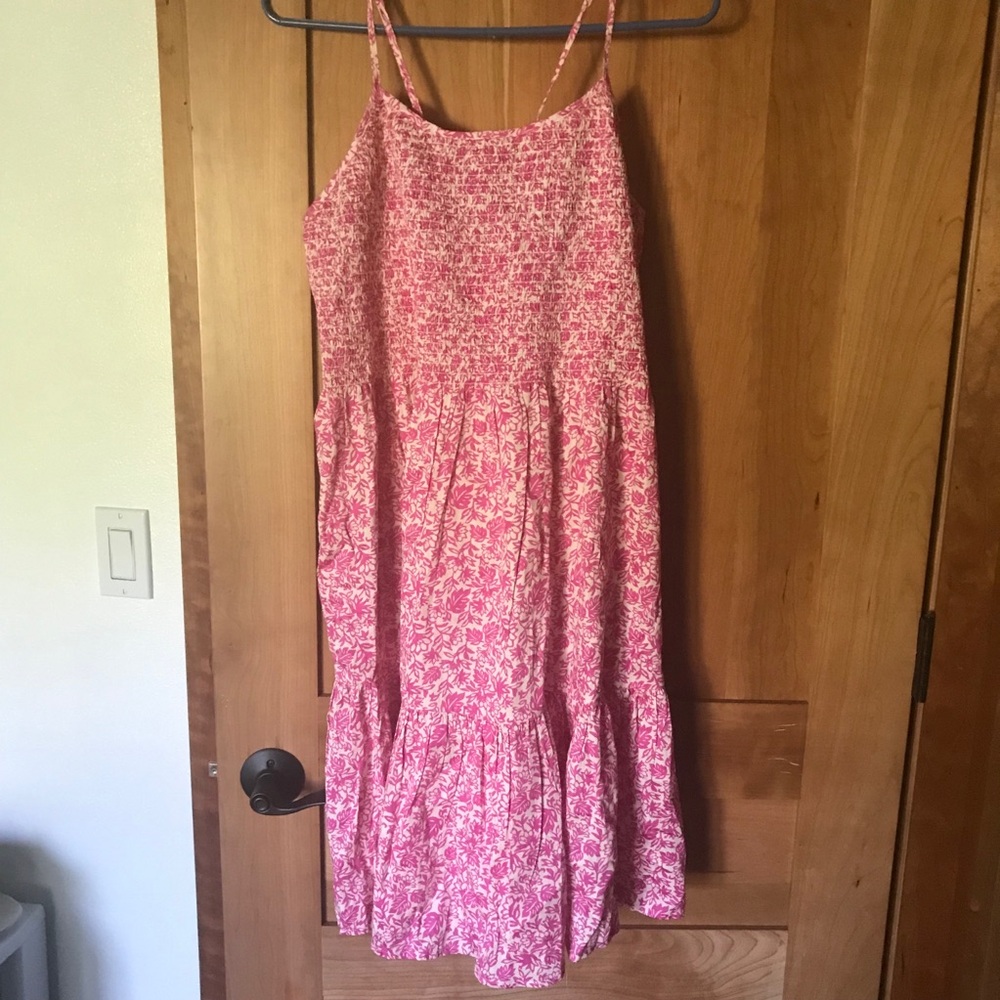 NWT GAP pink floral criss cross tank strap dress XL tall